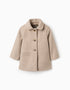 Wool effect coat with lining B&S for baby girls, beige