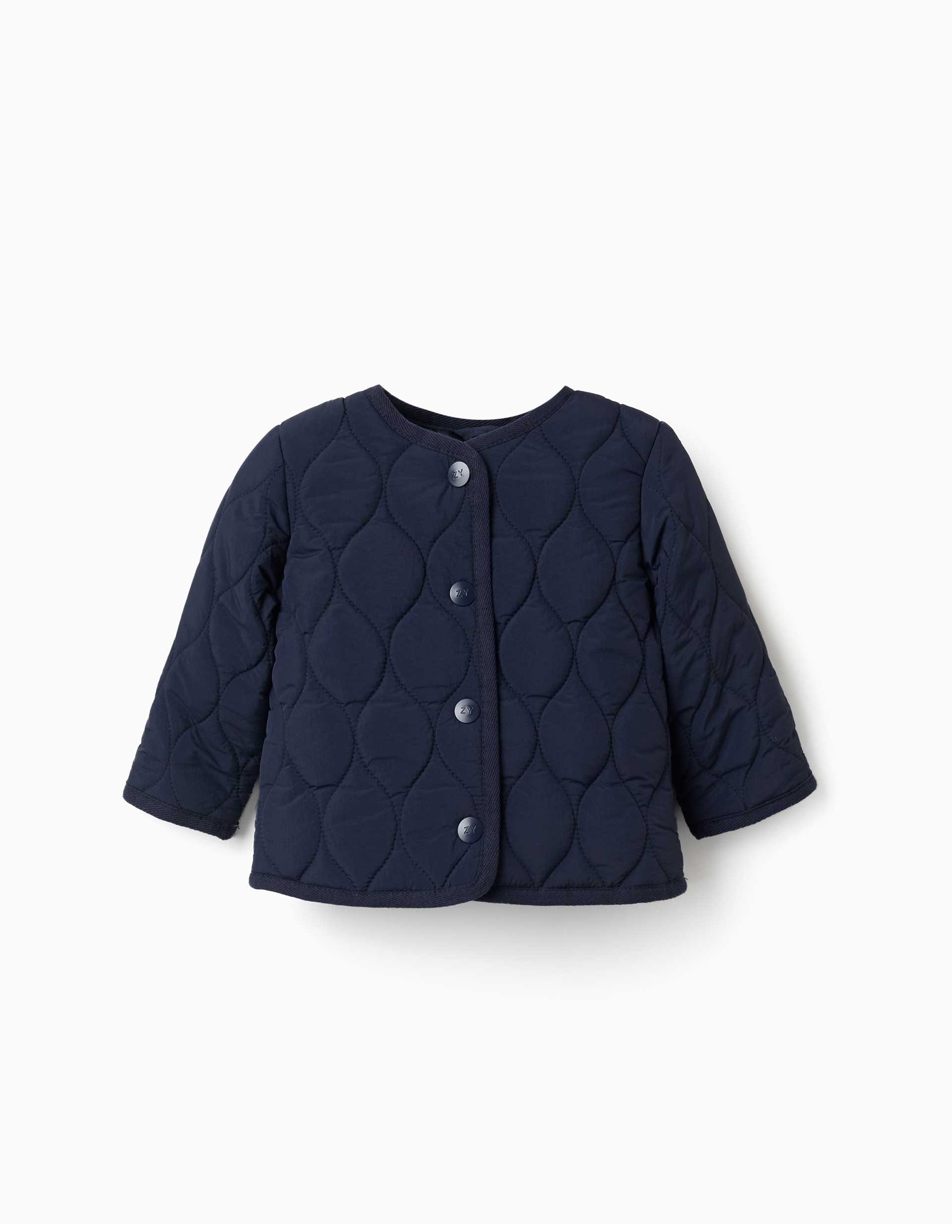 Chaqueta acolchada con automáticos para recién nacidos, azul marino