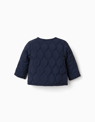 Chaqueta acolchada con automáticos para recién nacidos, azul marino