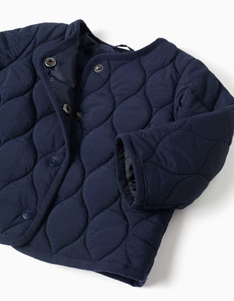 Chaqueta acolchada con automáticos para recién nacidos, azul marino