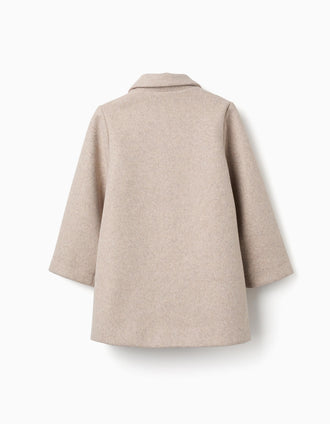 Abrigo efecto lana con forro B&S para niña, beige