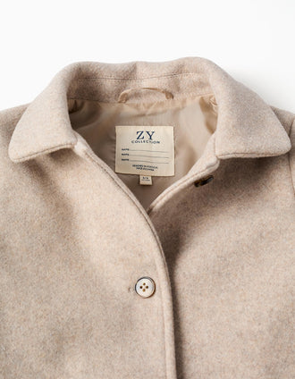 Abrigo efecto lana con forro B&S para niña, beige