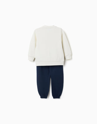 Ensemble de jogging en coton avec Bluey pour bébé et enfant, blanc/bleu