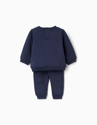 Sudadera y pantalón de chándal perchados para recién nacido, azul marino