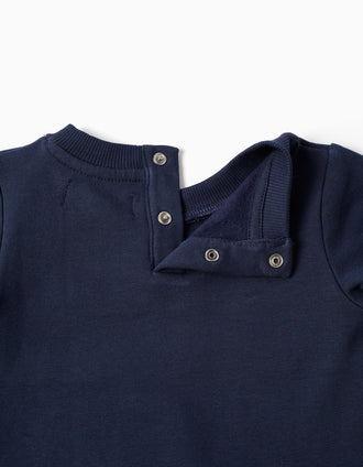 Sudadera y pantalón de chándal perchados para recién nacido, azul marino
