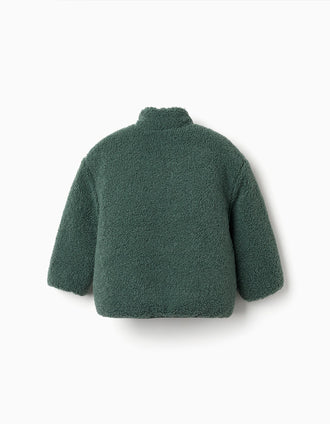 Chaqueta acolchada reversible con sherpa para niño, verde oscuro