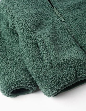 Chaqueta acolchada reversible con sherpa para niño, verde oscuro