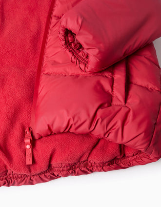 Chaqueta acolchada con capucha y forro polar para niño, rojo