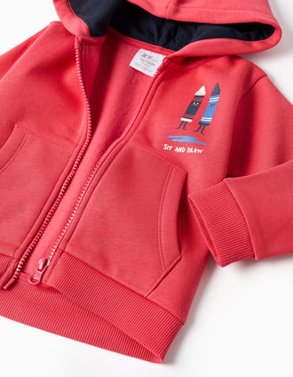3-piece brushed jogging set for baby boys, red/white/navy blue