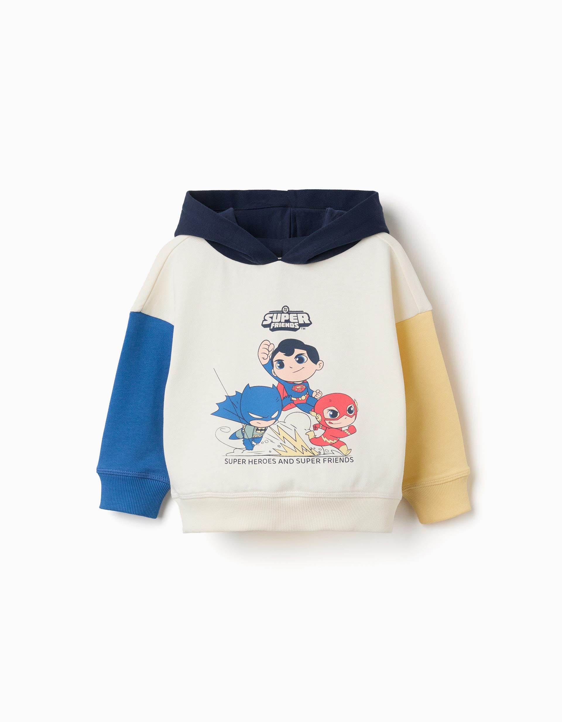 Cotton sweatshirt with Super Friends for babies and boys, multicolour