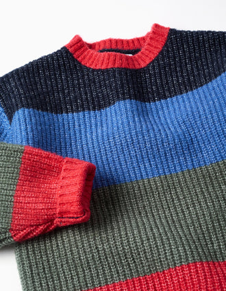Pull en maille à rayures pour garçon, bleu/rouge/vert