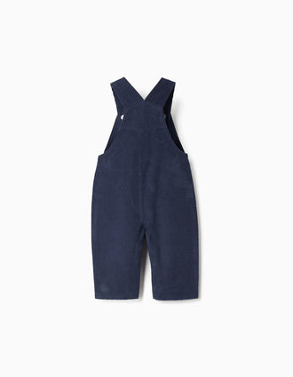 Salopette en velours côtelé avec poche pour nouveau-né, bleu marine