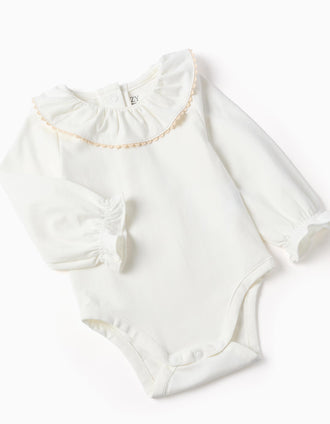 Conjunto de body y vestido de pana para recién nacida, blanco/azul marino