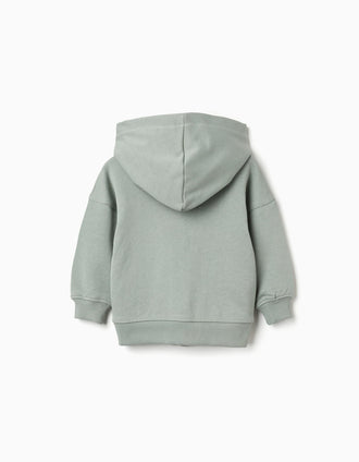 Chaqueta de algodón con capucha y oso estampado para bebé niño, verde