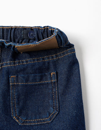 Calças de ganga baggy com cordão para bebé menino, azul-escuro