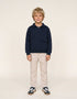 Cotton sweatshirt with large pocket for boys, navy blue