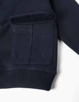 Cotton sweatshirt with large pocket for boys, navy blue