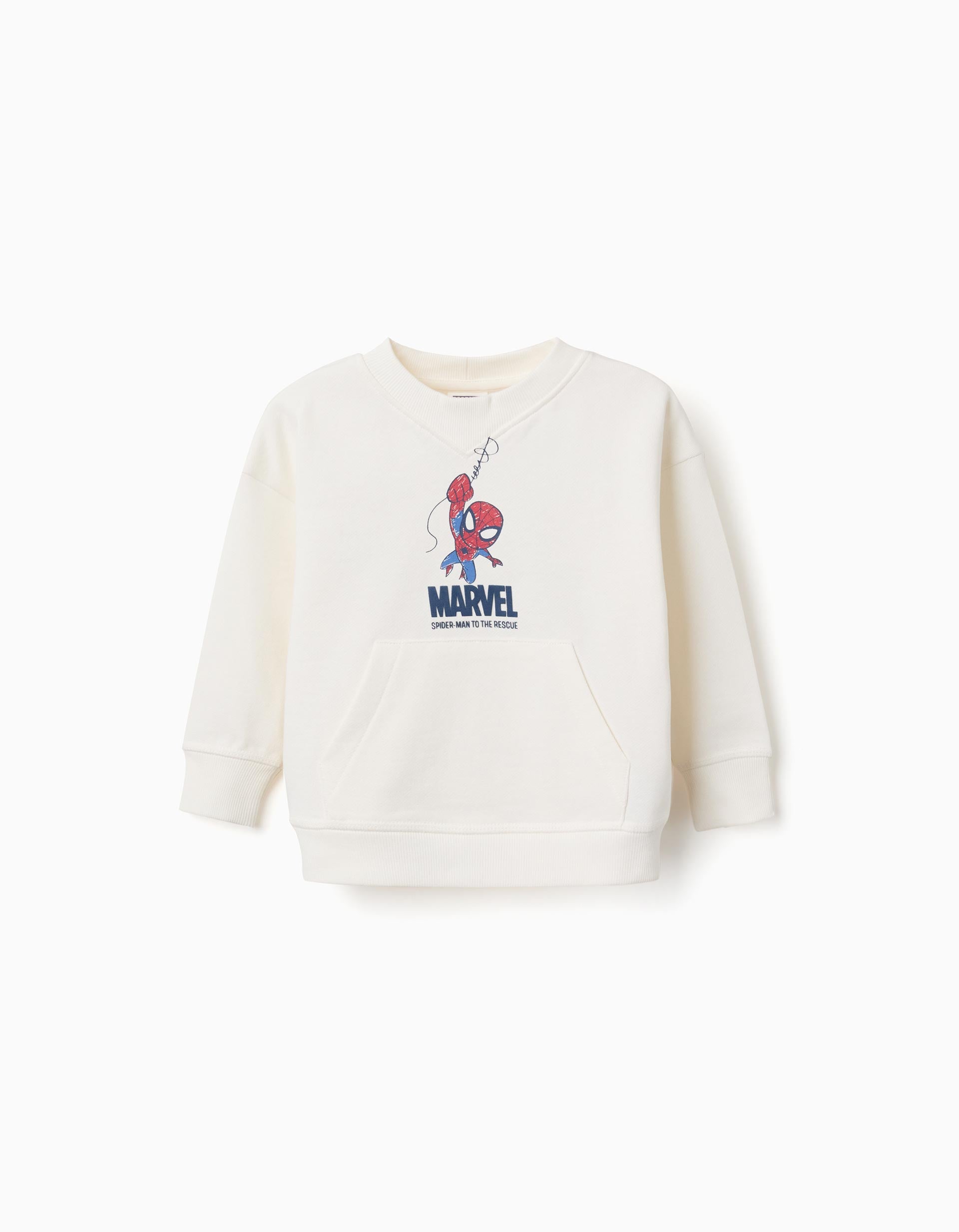 Cotton sweatshirt with Spider-Man prints for babies and boys, white