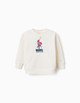 Cotton sweatshirt with Spider-Man prints for babies and boys, white