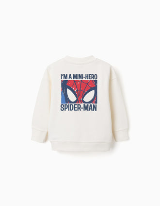 Cotton sweatshirt with Spider-Man prints for babies and boys, white