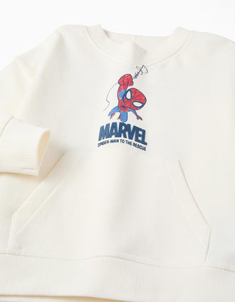 Cotton sweatshirt with Spider-Man prints for babies and boys, white