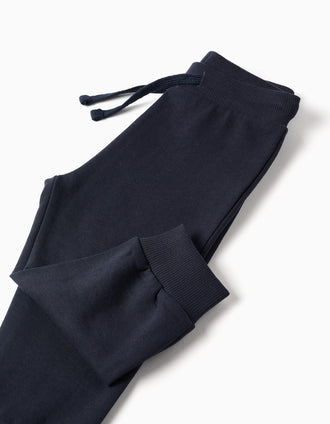 Jogging set with printed letters for baby boys, white/navy blue