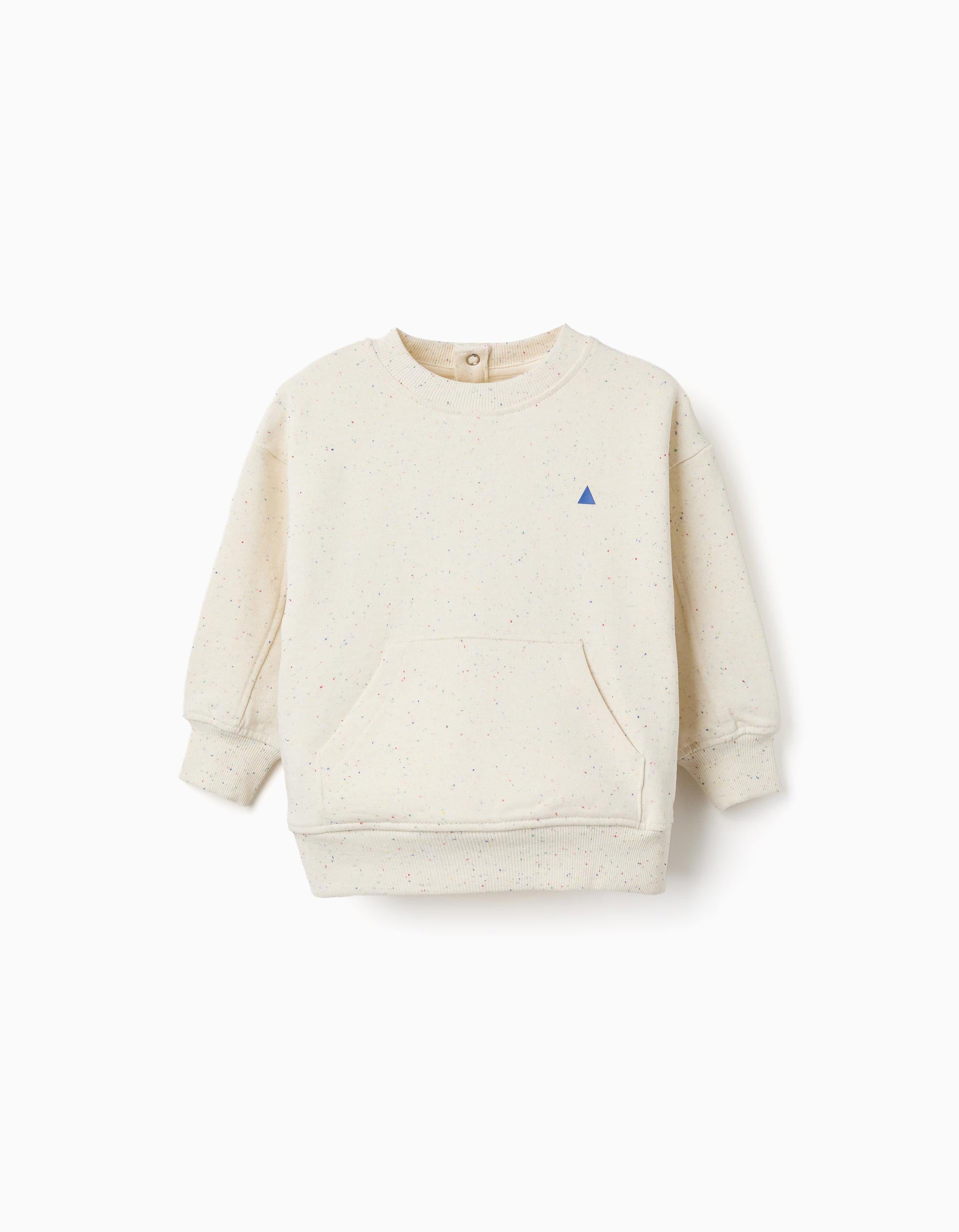 Cotton sweatshirt with colourful threads for baby boys, light beige