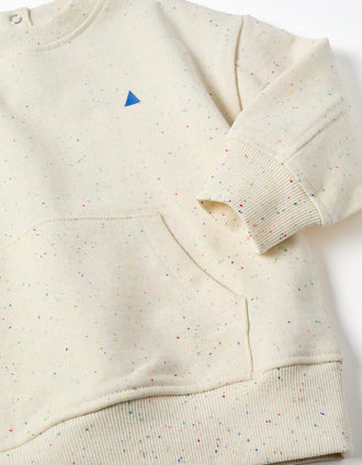 Cotton sweatshirt with colourful threads for baby boys, light beige