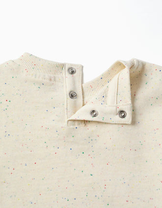 Cotton sweatshirt with colourful threads for baby boys, light beige