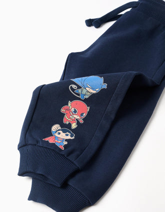 Pantalon de jogging avec Super Friends pour bébé et garçon, bleu marine