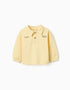 Sweat en coton avec col polo et imprimé pour bébé garçon, jaune