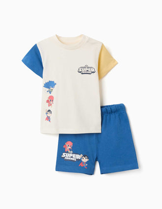 T-shirt + short à imprimé Super Friends pour bébé et garçon, multicolore