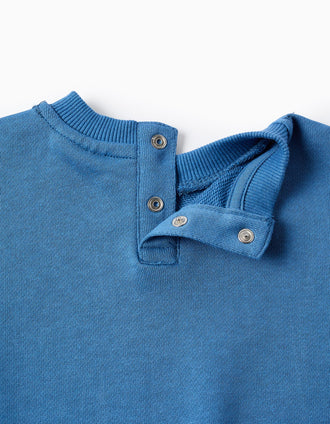 Cotton sweatshirt with printed animals and letters for baby boys, blue