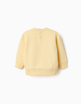 Cotton sweatshirt with printed bear and letters for baby boys, yellow
