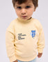 Sweat de algodão com urso e letras estampados para bebé menino, amarelo