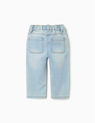 Jean en coton peigné avec poches pour bébé garçon, bleu clair