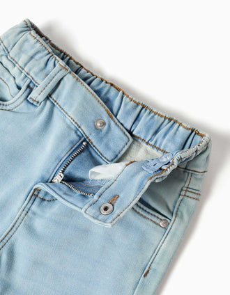 Jean en coton peigné avec poches pour bébé garçon, bleu clair