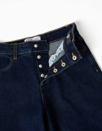 Vaqueros de pierna ancha con automáticos para niña, azul oscuro