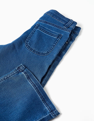 Wide leg jeans with 4 pockets for girls, blue