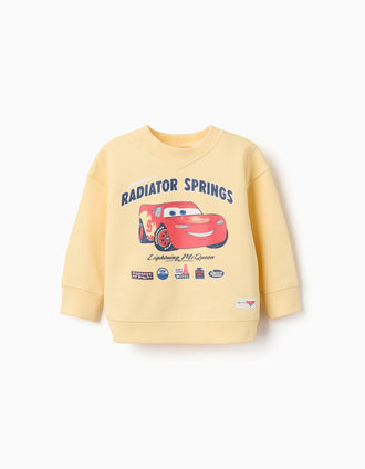 Cotton sweatshirt with Lightning McQueen for babies and boys, yellow