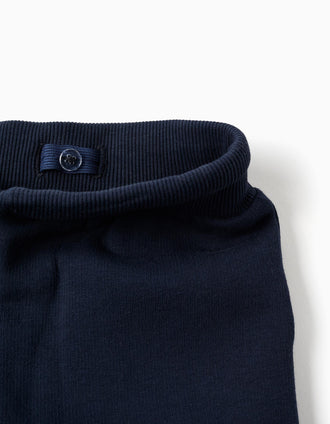 Brushed joggers with cargo pockets and print for boys, navy blue