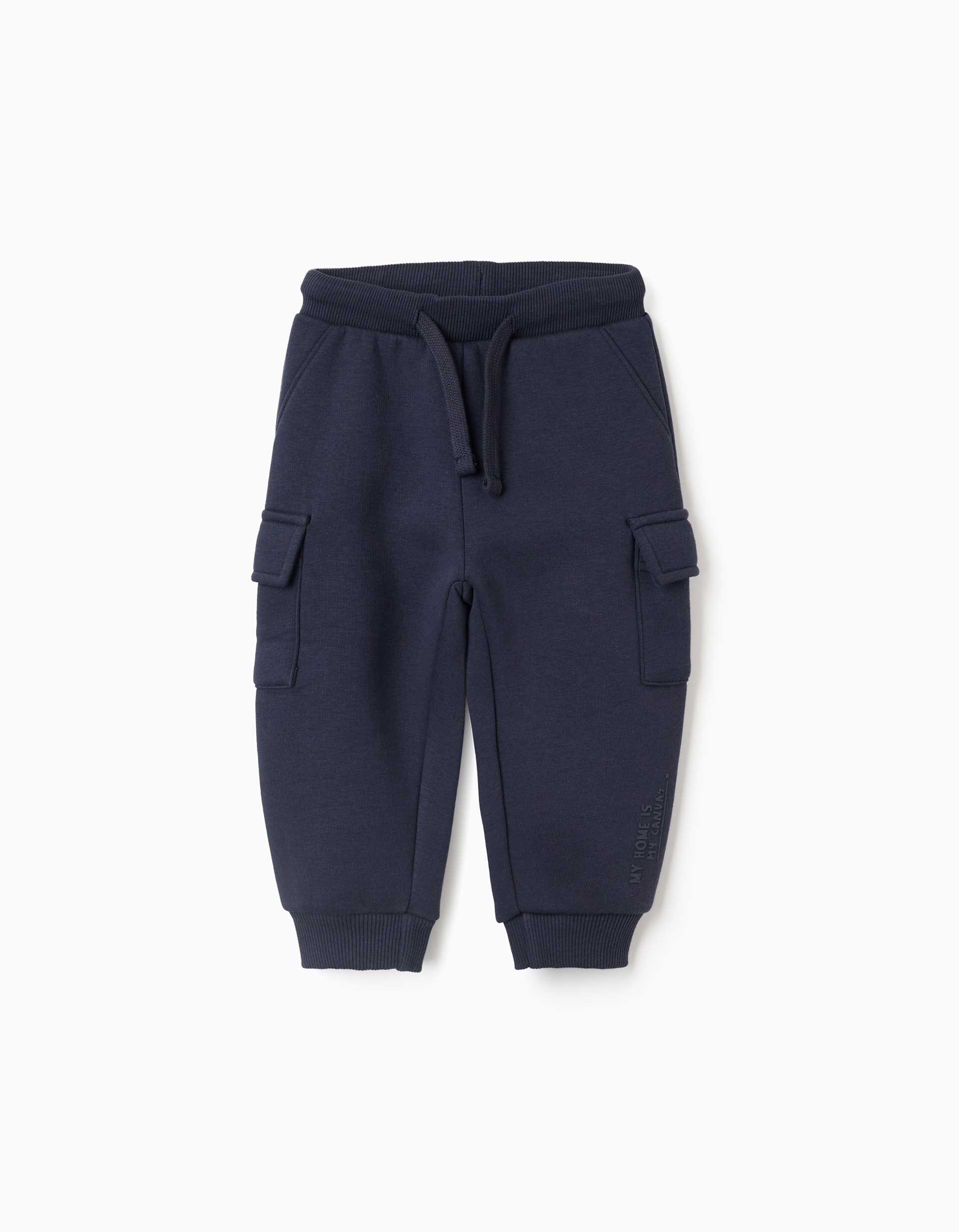 Pantalon de jogging cargo en coton peigné à imprimé pour bébé garçon, bleu