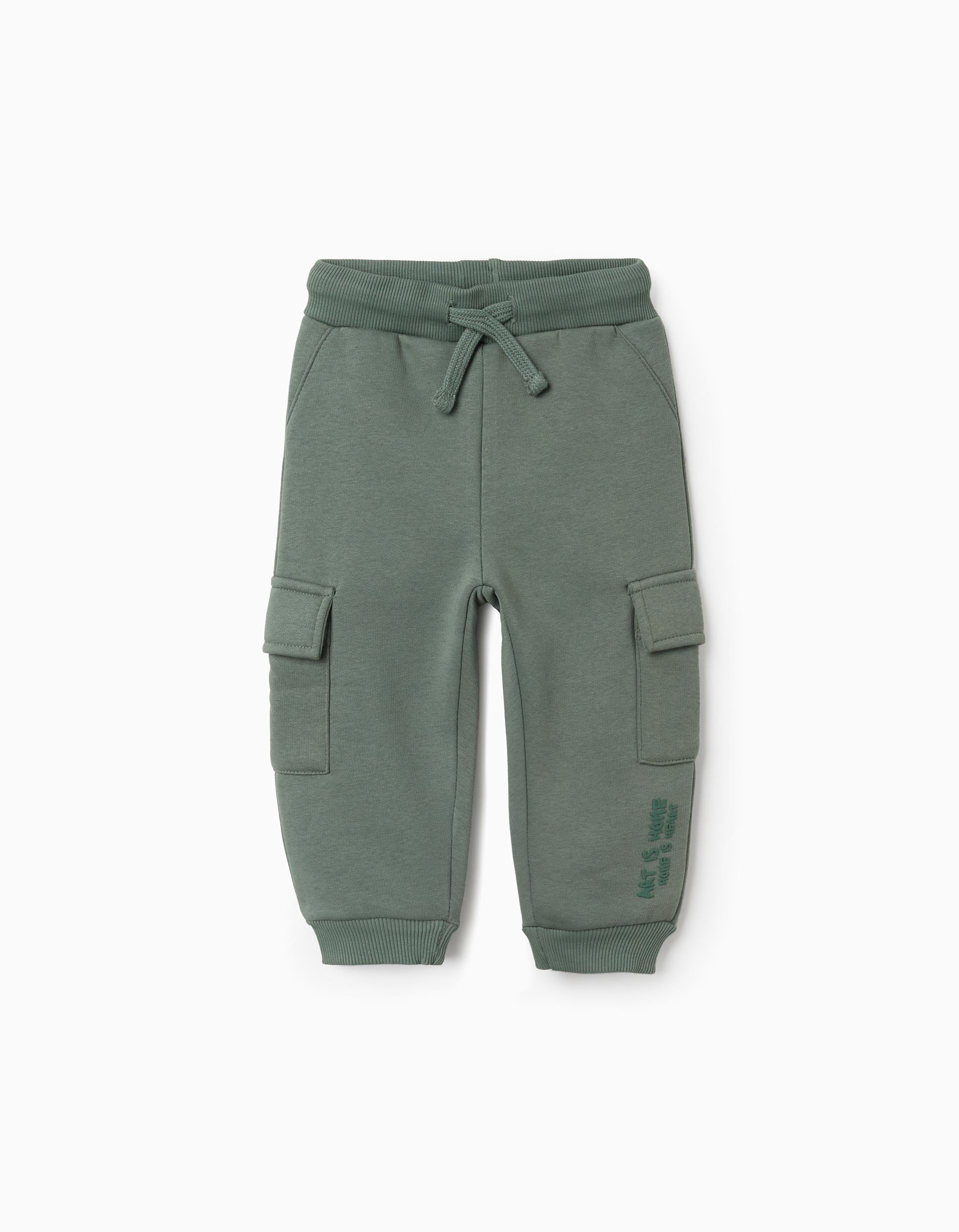 Pantalon de jogging cargo en coton peigné à imprimé pour bébé garçon, vert