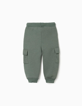 Pantalon de jogging cargo en coton peigné à imprimé pour bébé garçon, vert