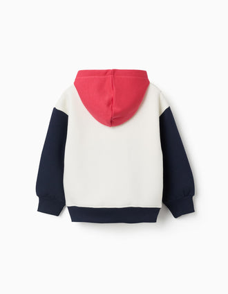 Sweat cardada com capuz para menino, branco/azul/verde/vermelho