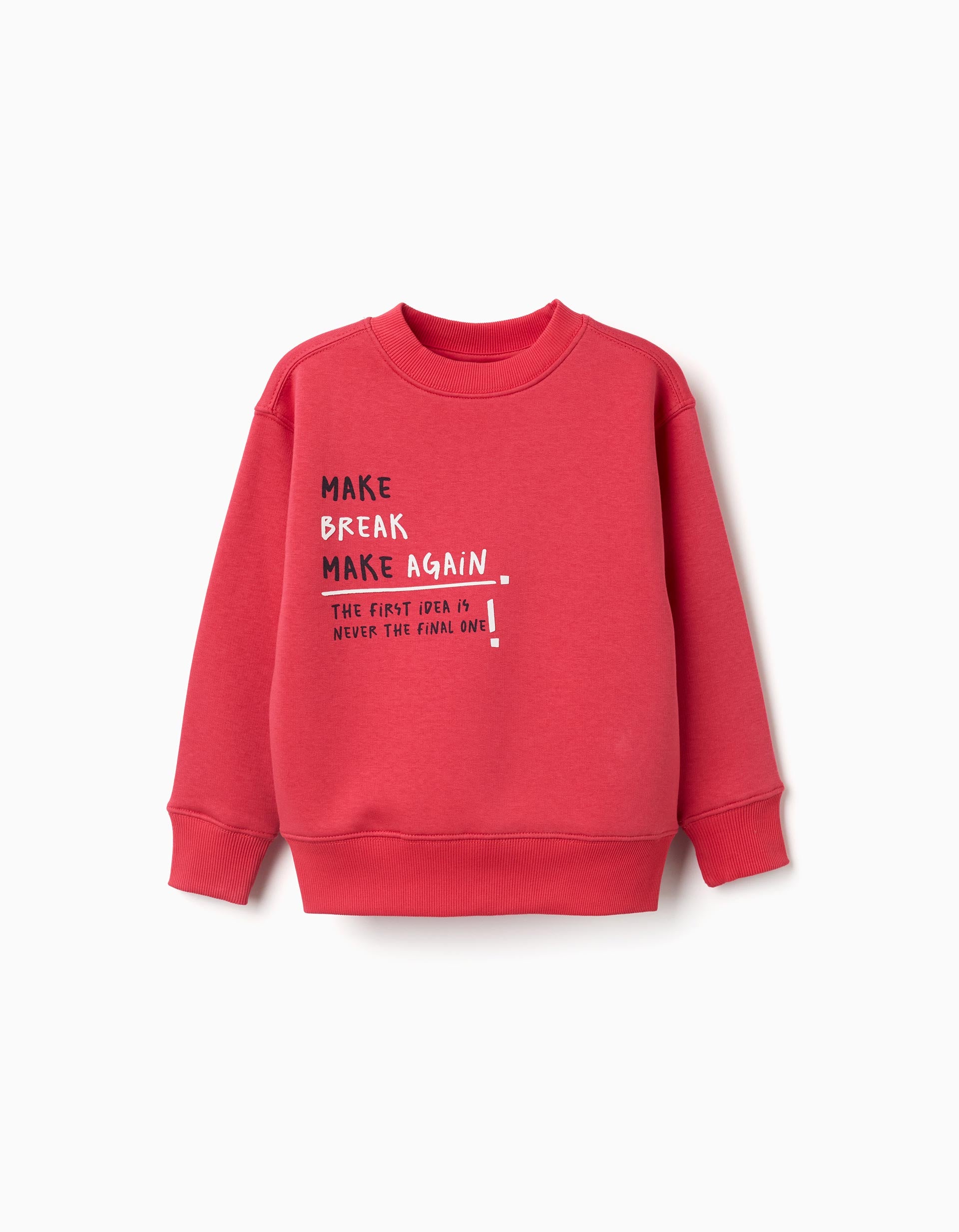 Sweat cardada com estampado Make Again para menino, vermelho