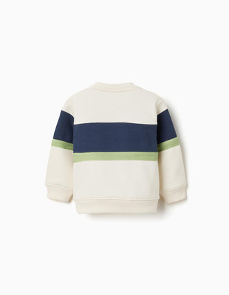 Sweat cardada com bloco de cores para bebé menino, branco/azul/verde