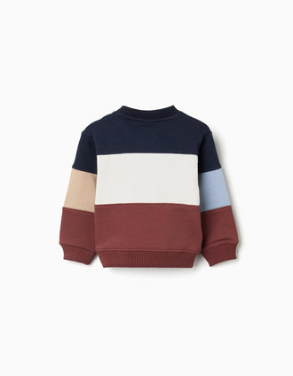 Sudadera con bloque de colores para bebé niño, azul/blanco/marrón/beige