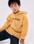 Sudadera perchada con capucha y estampado para niño, amarillo