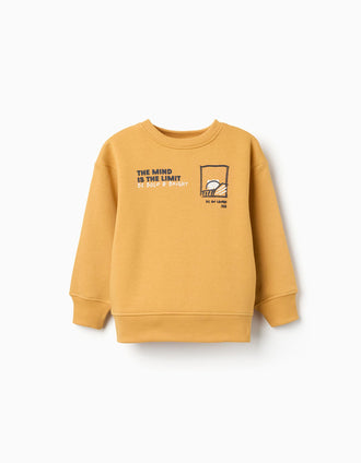 Sweat cardada com estampado em relevo para menino, amarelo